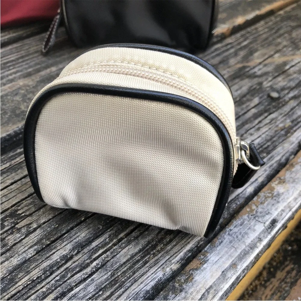 Ann Taylor Loft Red Black Tan Cosmetic Bag Makeup Zip Case Travel Nylon Set Of 3